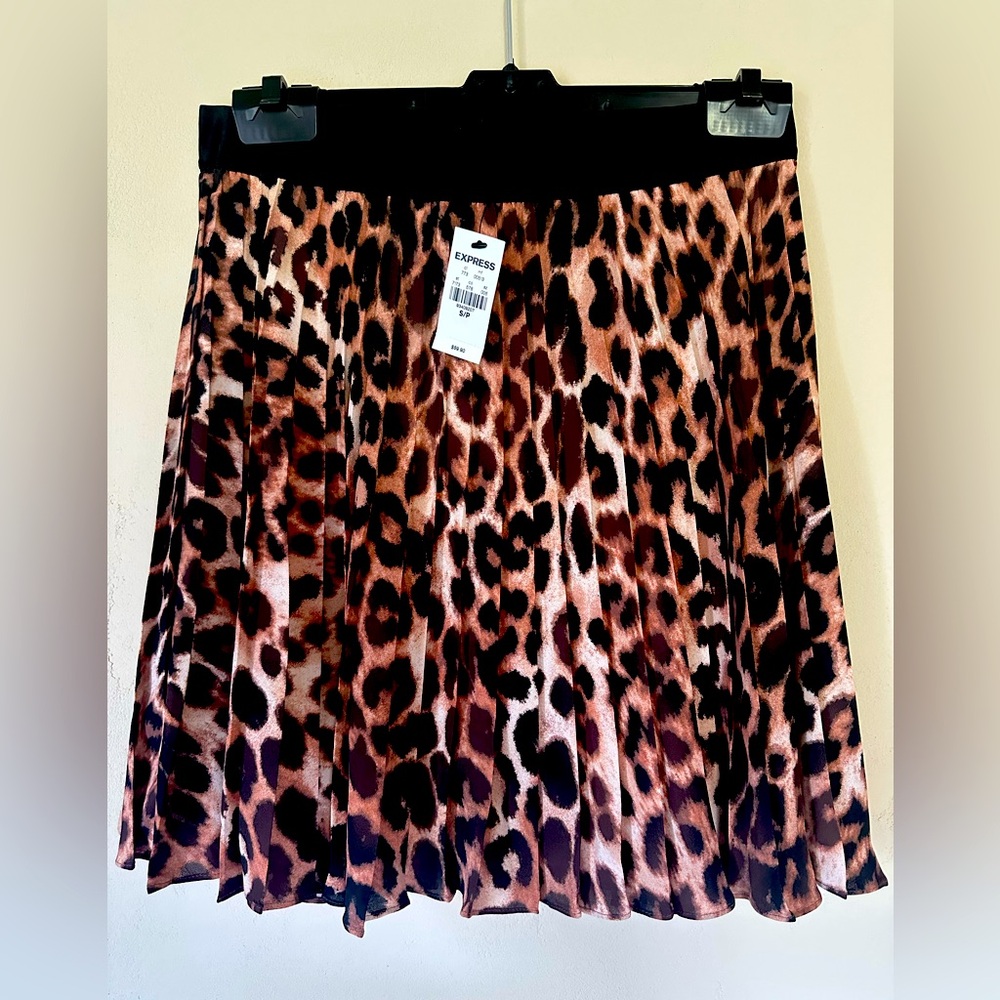 Express Leopard Print Skater Skirt